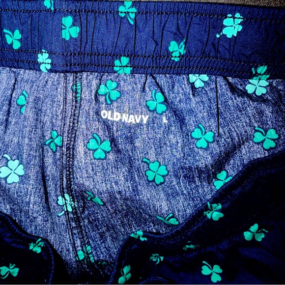 Old Navy Blue Pajama Pants with Green Clover shamrock  Print - Picture 2 of 6